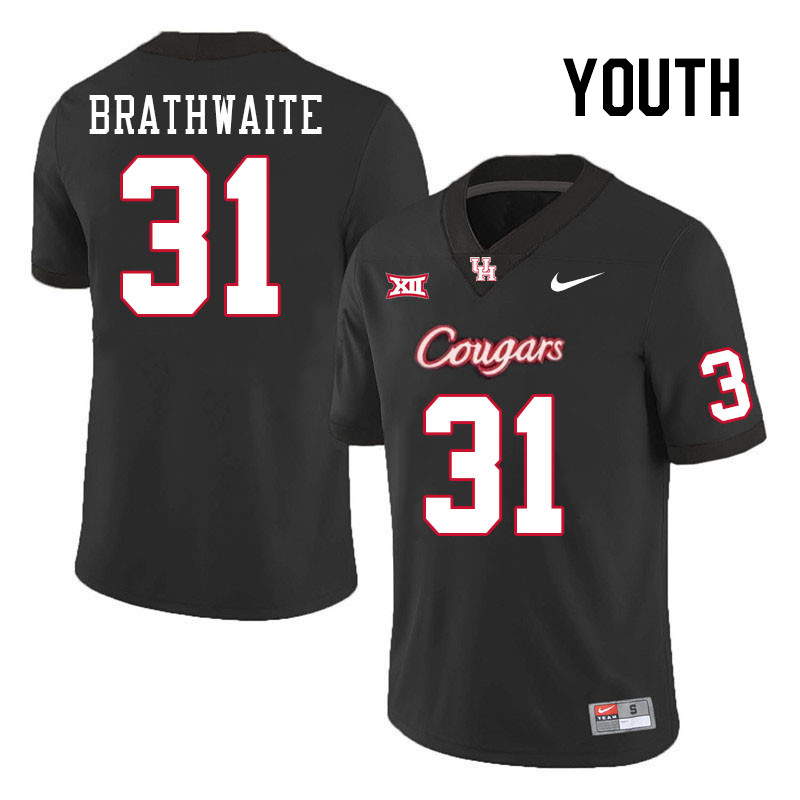 Youth #31 Christian Brathwaite Houston Cougars College Football Jerseys Stitched-Black